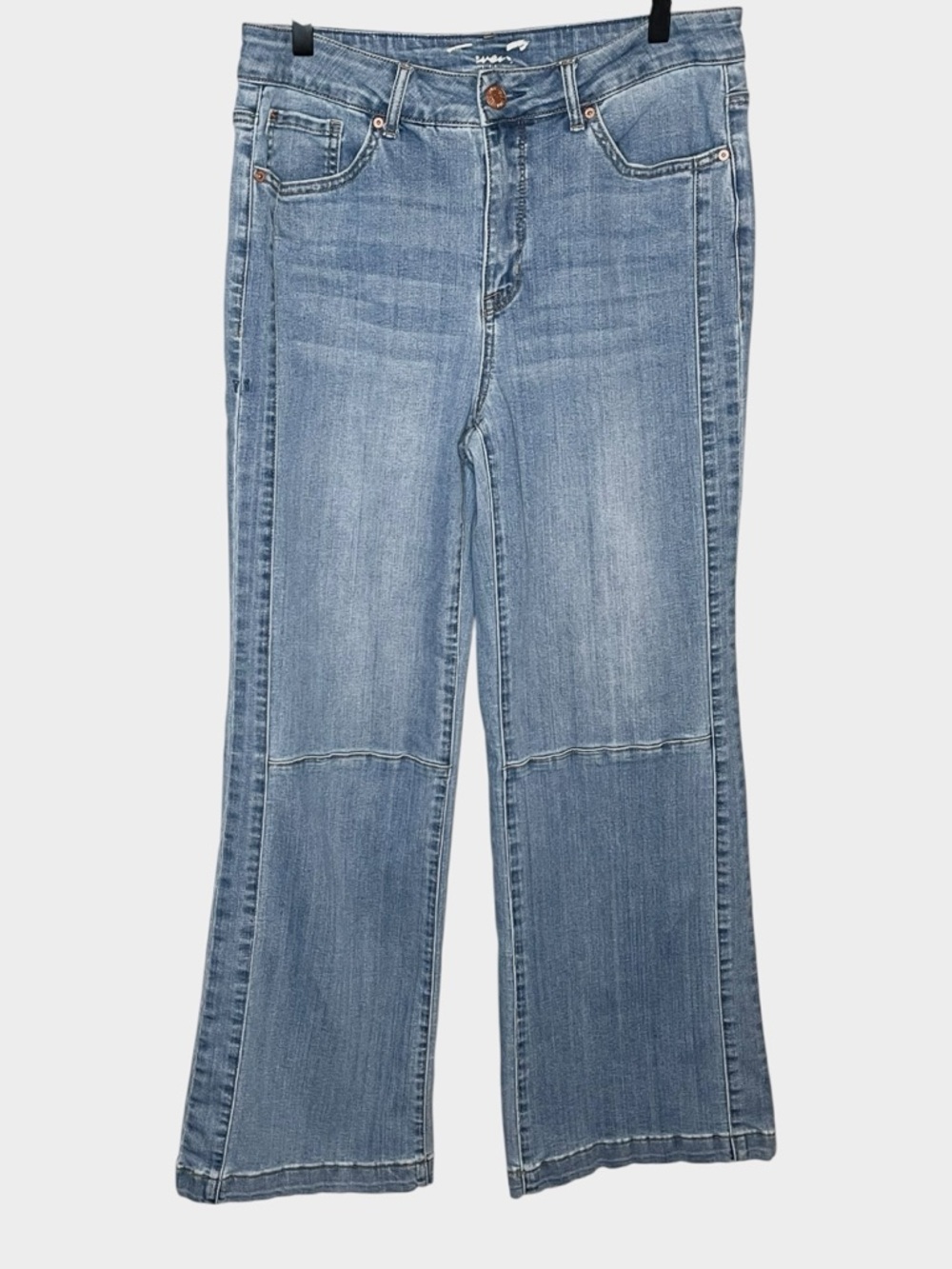 SEVEN7 High Rise Wide Leg Patch Seam Jeans Size 10 - Picture 2 of 5